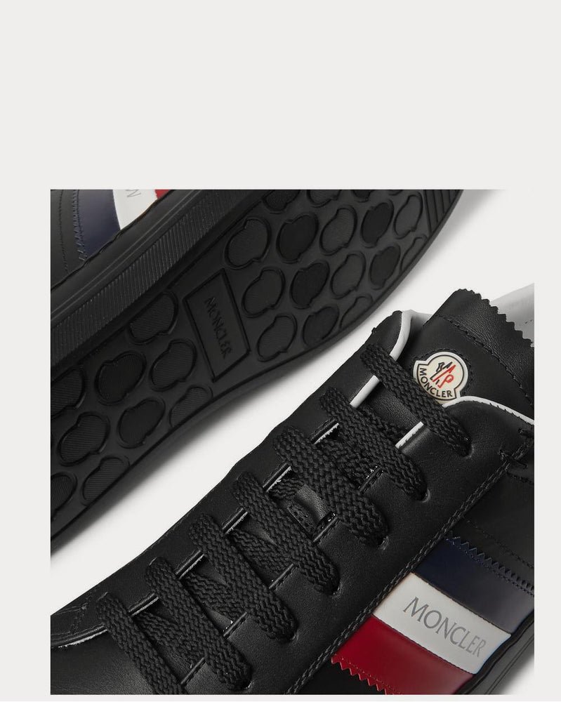 Moncler New Monaco Striped Leather  Black low top sneakers - 4