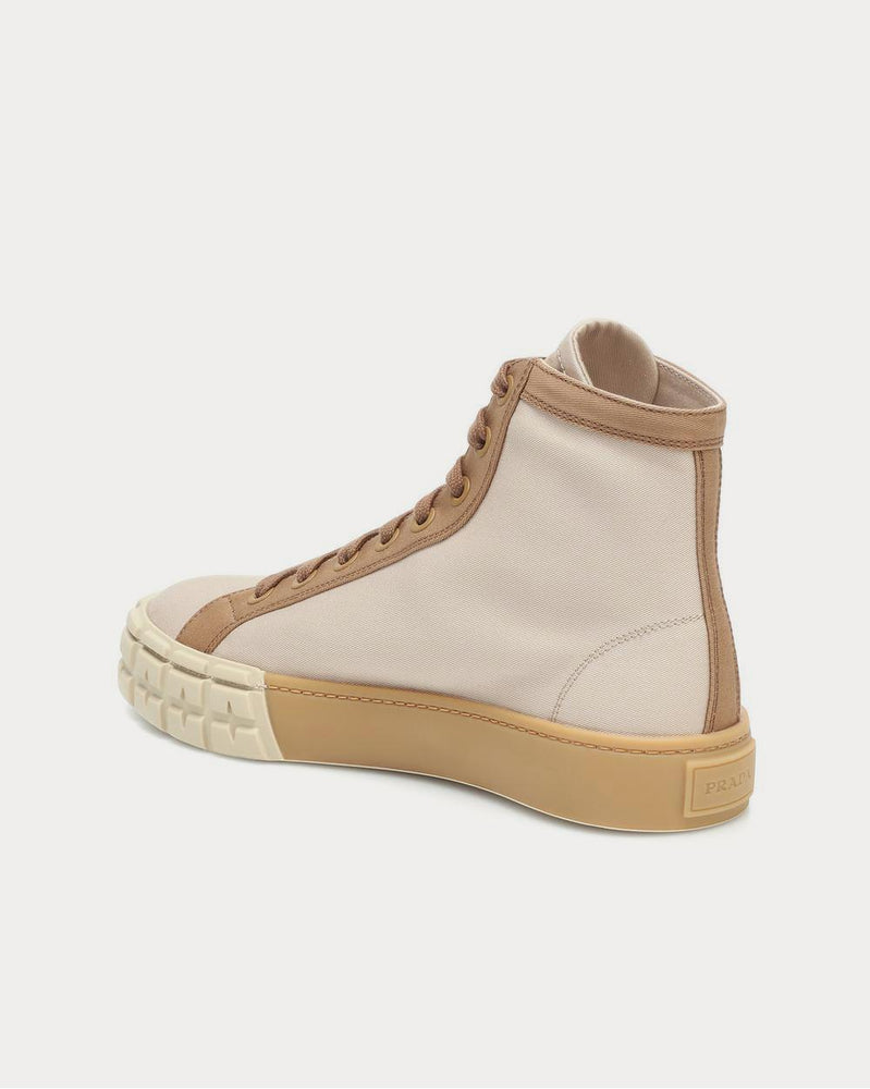 Prada Wheel canvas Corda Khaki High Top Sneakers - 3