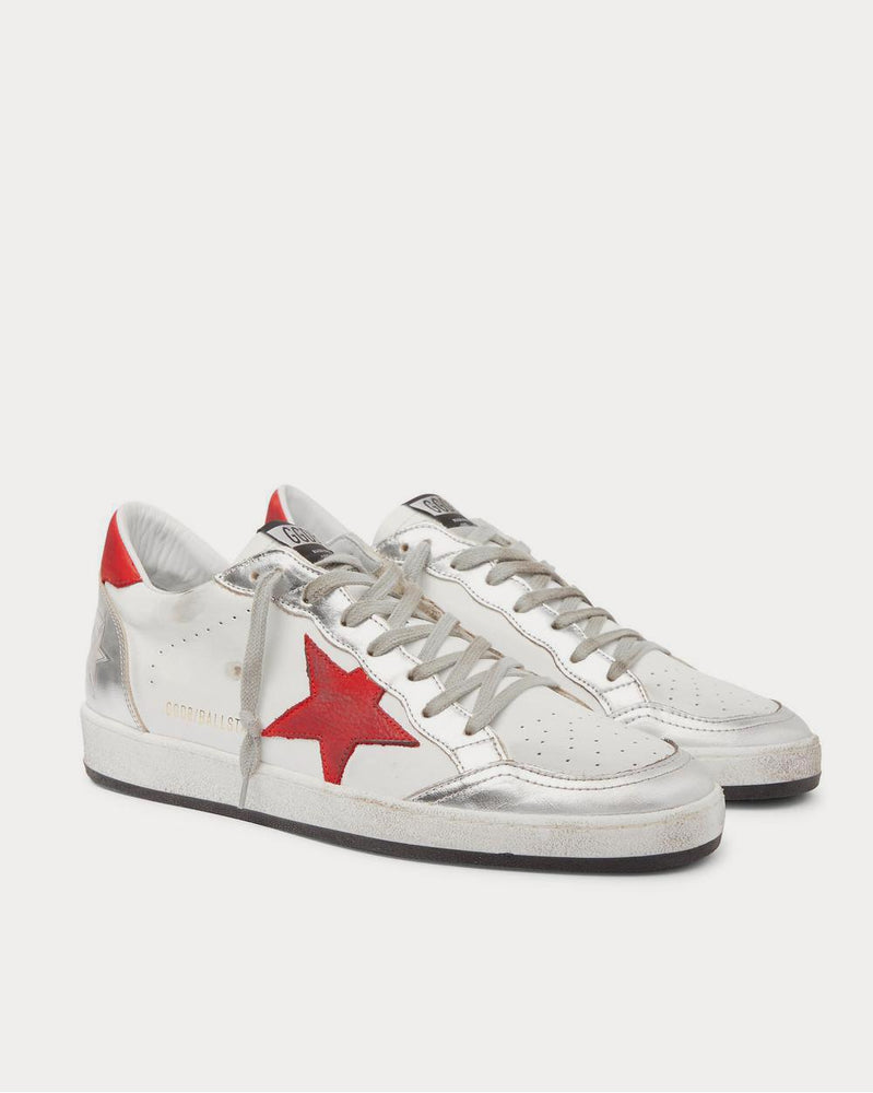 Golden Goose Ball Star Distressed Leather  White low top sneakers - 2