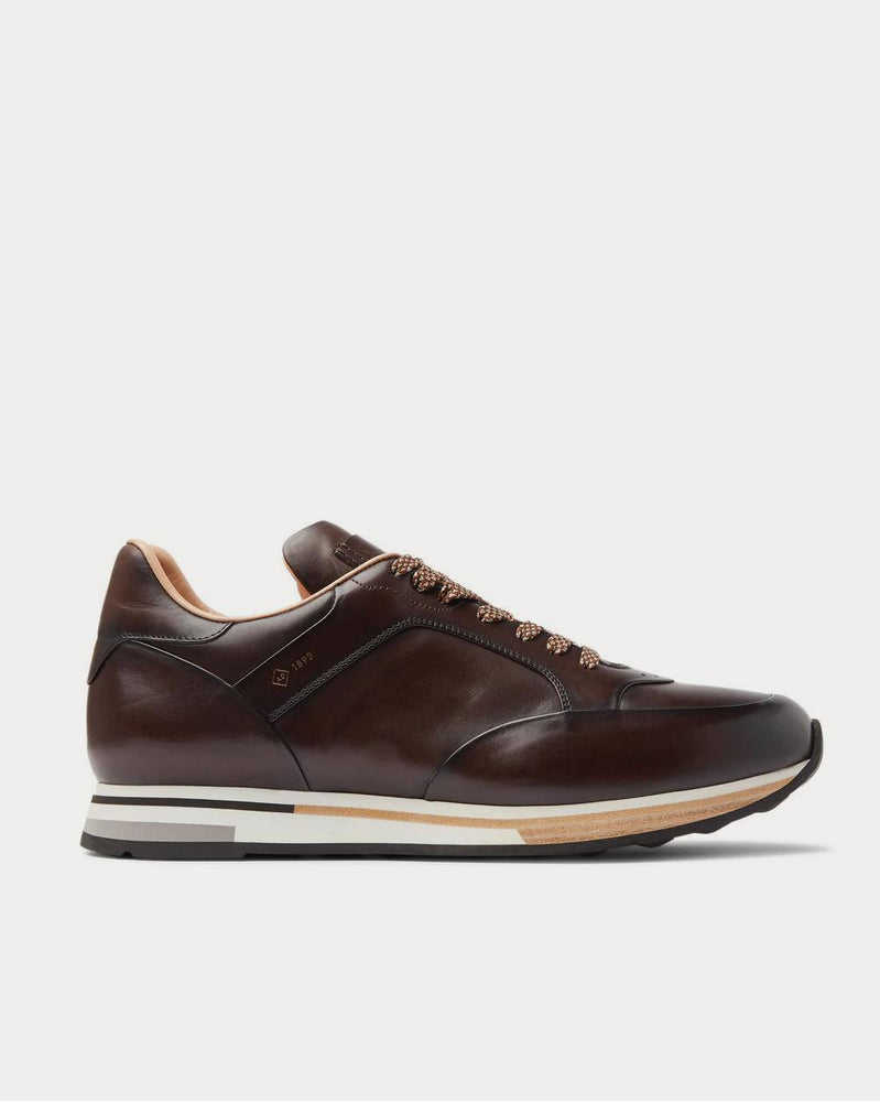 Dunhill Duke Leather  Dark brown low top sneakers - 1