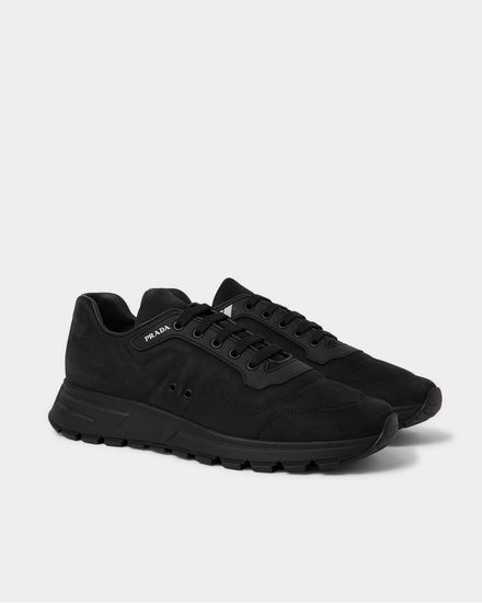 Prada Match Race Rubber-Trimmed Nubuck  Black low top sneakers - 2