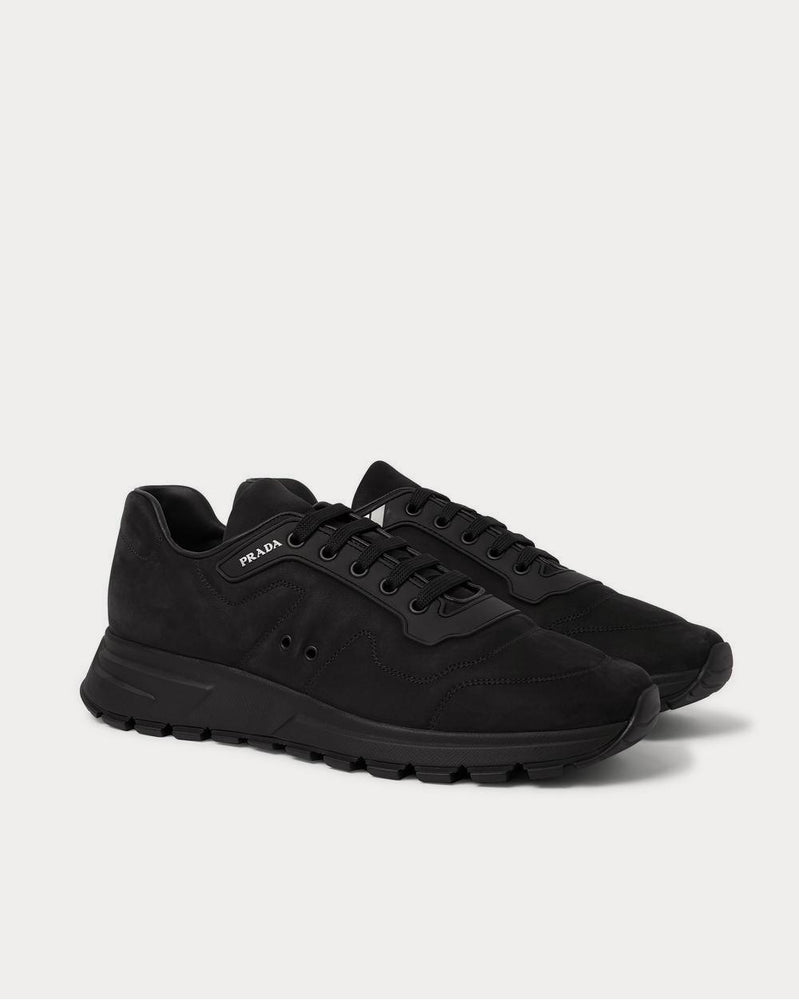 Prada Match Race Rubber-Trimmed Nubuck  Black low top sneakers - 2