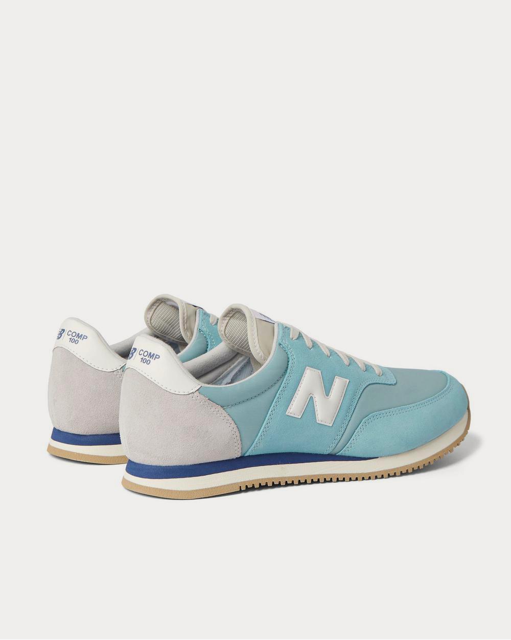 New Balance - Comp 100 Leather and Suede-Trimmed Shell  Light blue low top sneakers