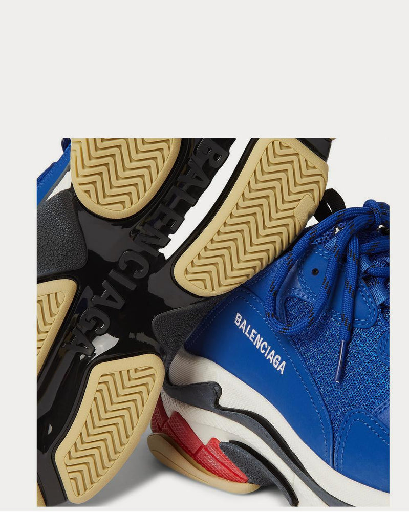Balenciaga Triple S Mesh, Nubuck and Leather  Blue low top sneakers - 4
