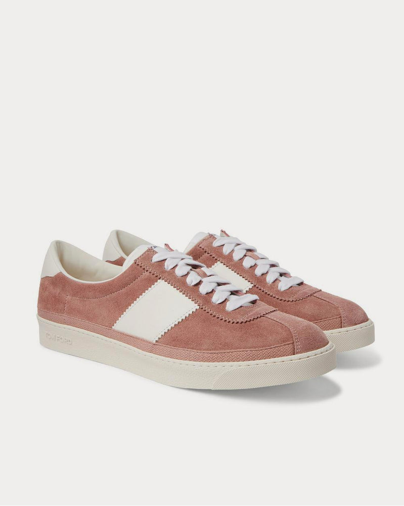 Tom Ford Bannister Leather-Trimmed Suede  Pink low top sneakers - 2
