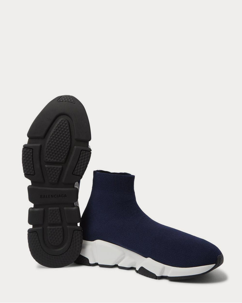 Balenciaga Speed Sock Stretch-Knit Slip-On  Navy high top sneakers - 3