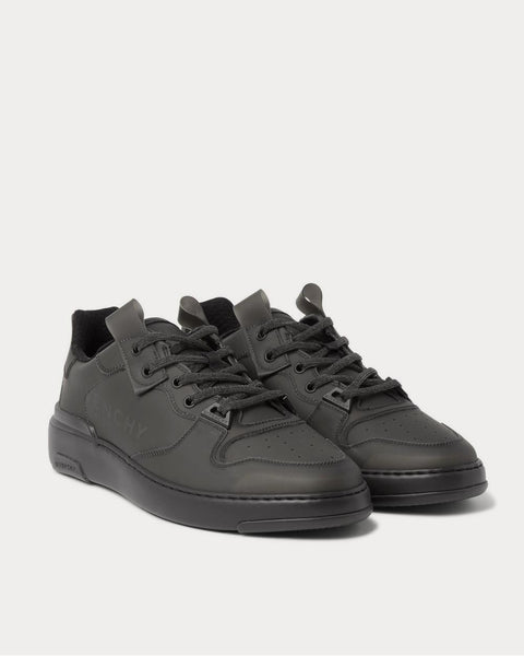 Wing Leather-Trimmed Rubber  Black low top sneakers