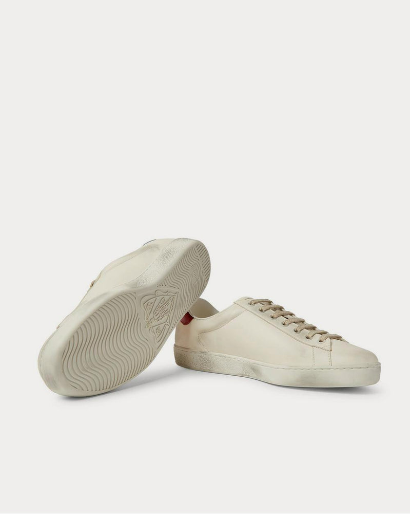 Gucci Ace Distressed Leather  Off-white low top sneakers - 3