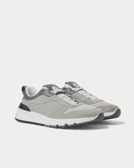Brunello Cucinelli Leather-Trimmed Suede, Neoprene and Mesh  Gray low top sneakers - 2