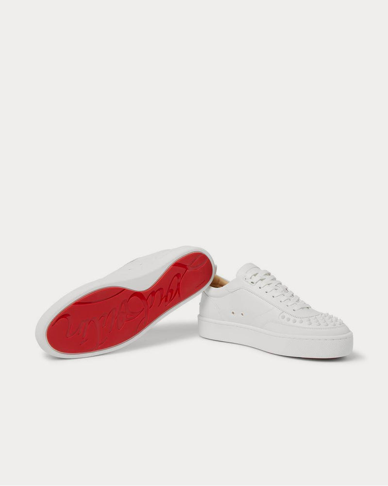 Christian Louboutin Happyrui Spiked Leather  White low top sneakers - 3