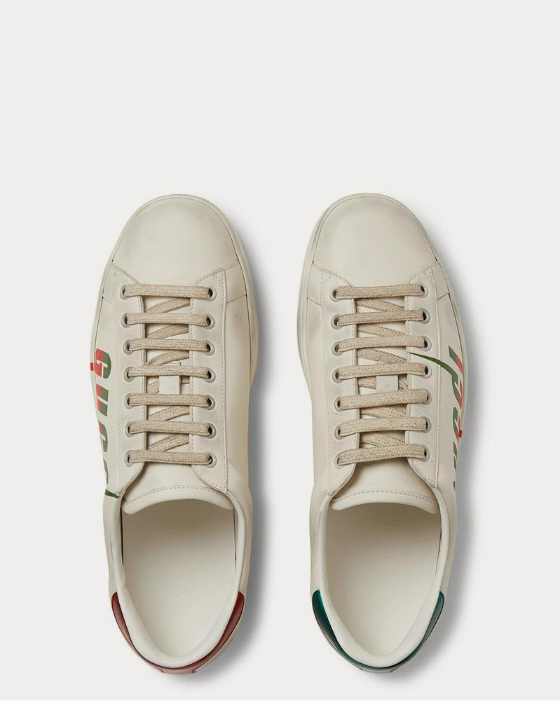 Gucci Ace Distressed Leather  Off-white low top sneakers - 6