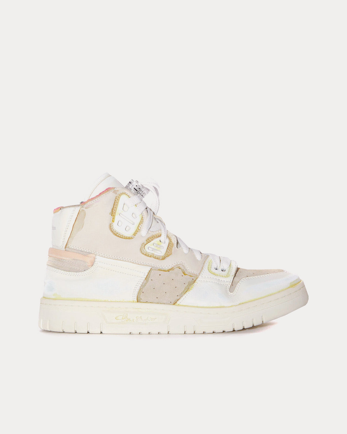 Acne Studios - Destroyed Leather White / Off-White High Top Sneakers