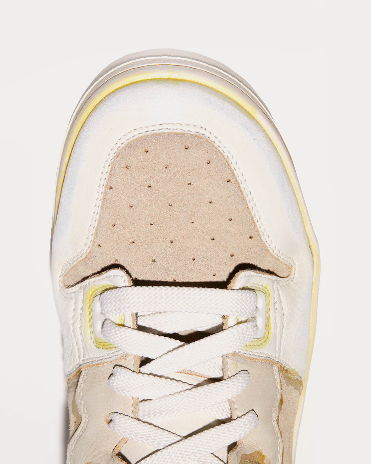 Acne Studios - Destroyed Leather White / Off-White High Top Sneakers