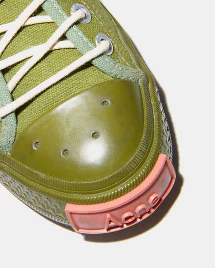 Acne Studios Ballow Soft Tumbled Tag Olive Green Low Top Sneakers - 2