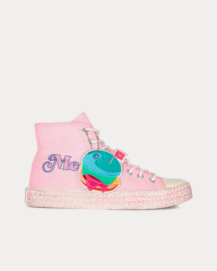 Acne Studios Print Canvas Pink / White High Top Sneakers - 1