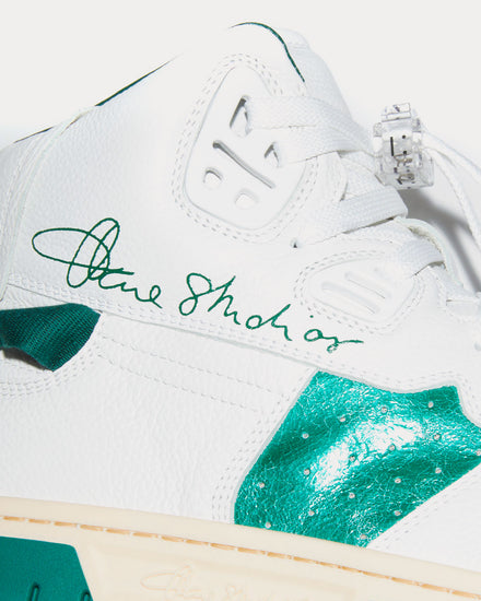 Acne Studios Buxeda White / Green High Top Sneakers - 2