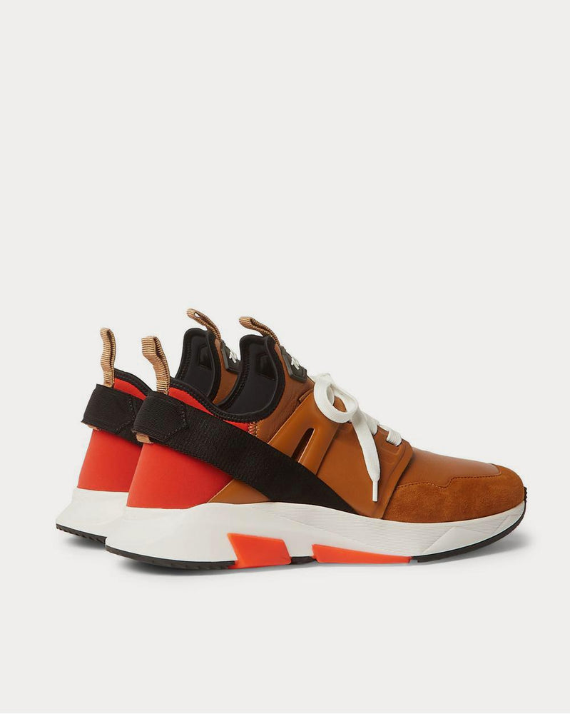 Tom Ford Jago Neoprene, Suede and Leather  Brown low top sneakers - 3