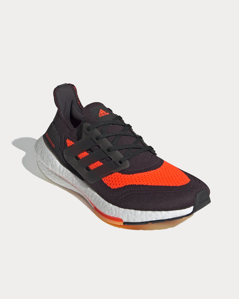 Adidas Ultraboost 21 Carbon / Core Black / Solar Red Running Shoes - 2