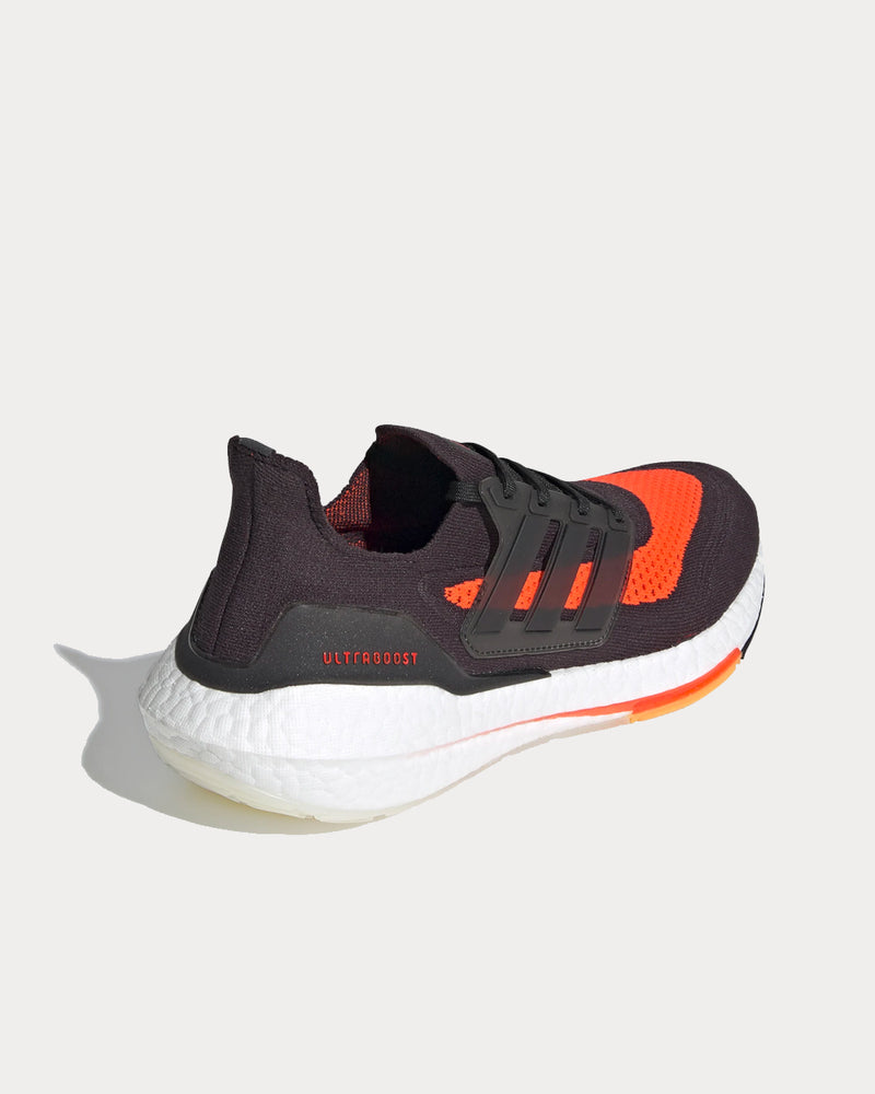 Adidas Ultraboost 21 Carbon / Core Black / Solar Red Running Shoes - 3