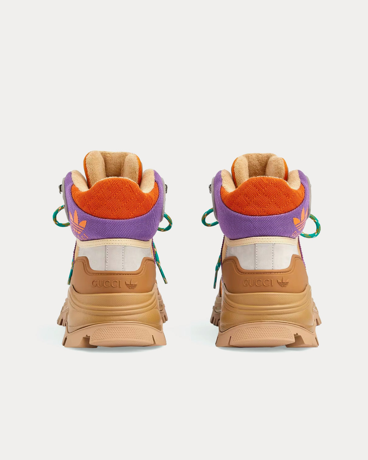 Adidas x Gucci - Lace-Up Technical Canvas Beige / Orange / Purple High Top Sneakers