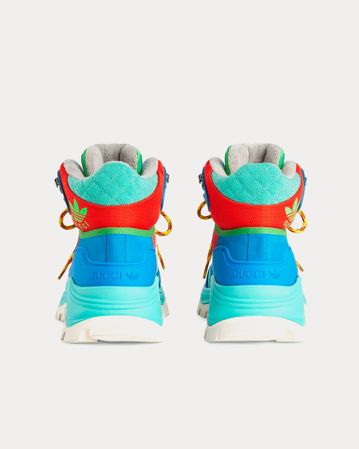 Adidas x Gucci - Lace-Up Technical Canvas Light Green / Blue / Red High Top Sneakers