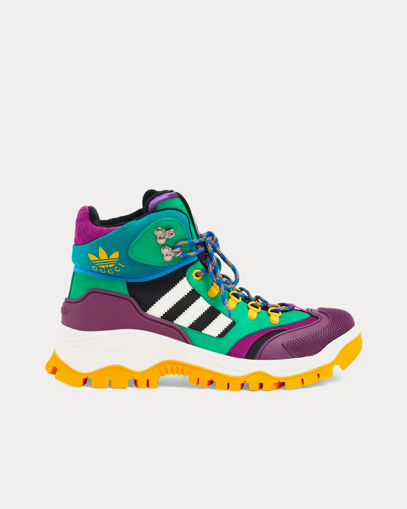Adidas x Gucci Lace-Up Purple / Green High Top Sneakers - 1