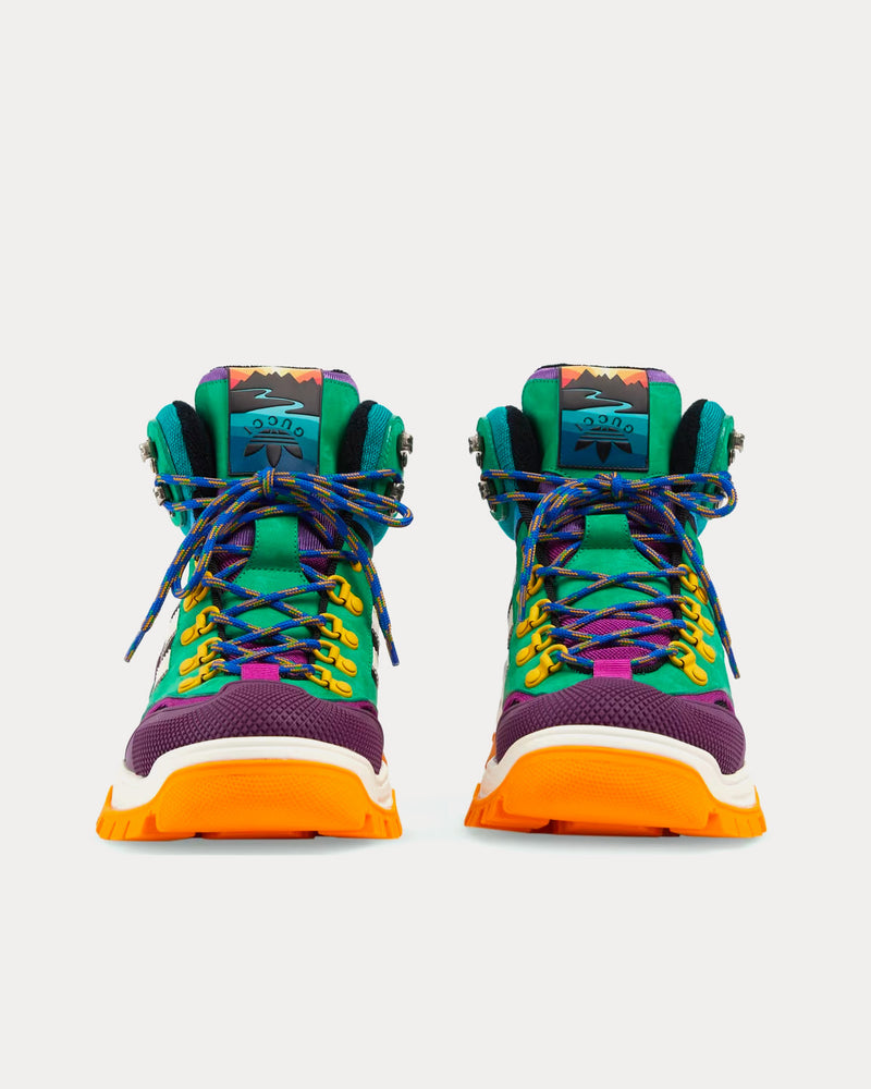 Adidas x Gucci Lace-Up Purple / Green High Top Sneakers - 2