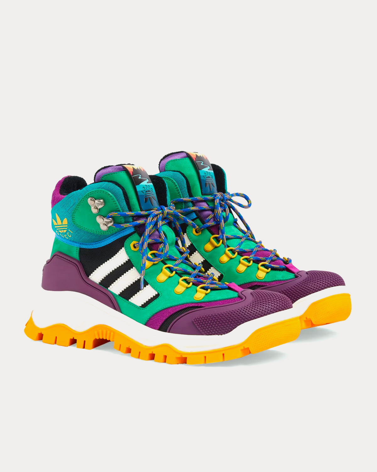 Adidas x Gucci Lace Up Purple Green High Top Sneakers Sneak in Peace