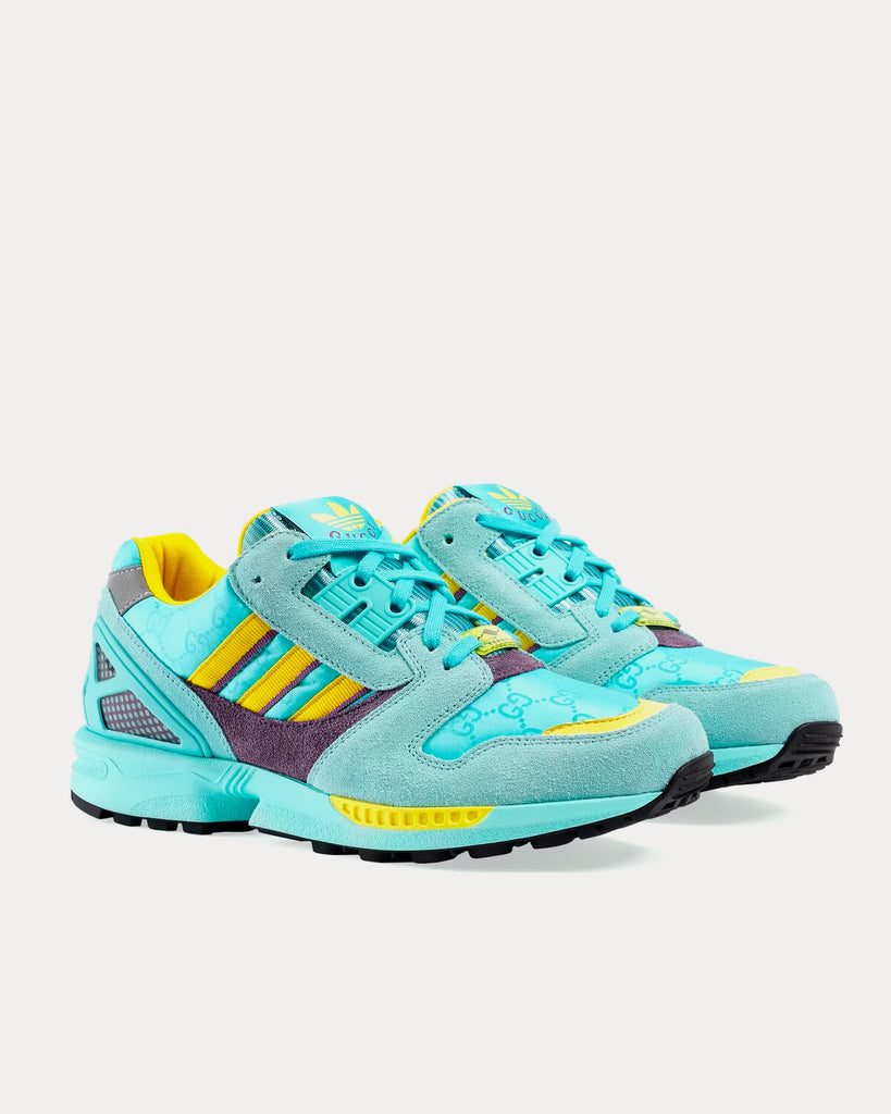 Adidas x Gucci ZX8000 GG Canvas Aquamarine Low Top Sneakers 
