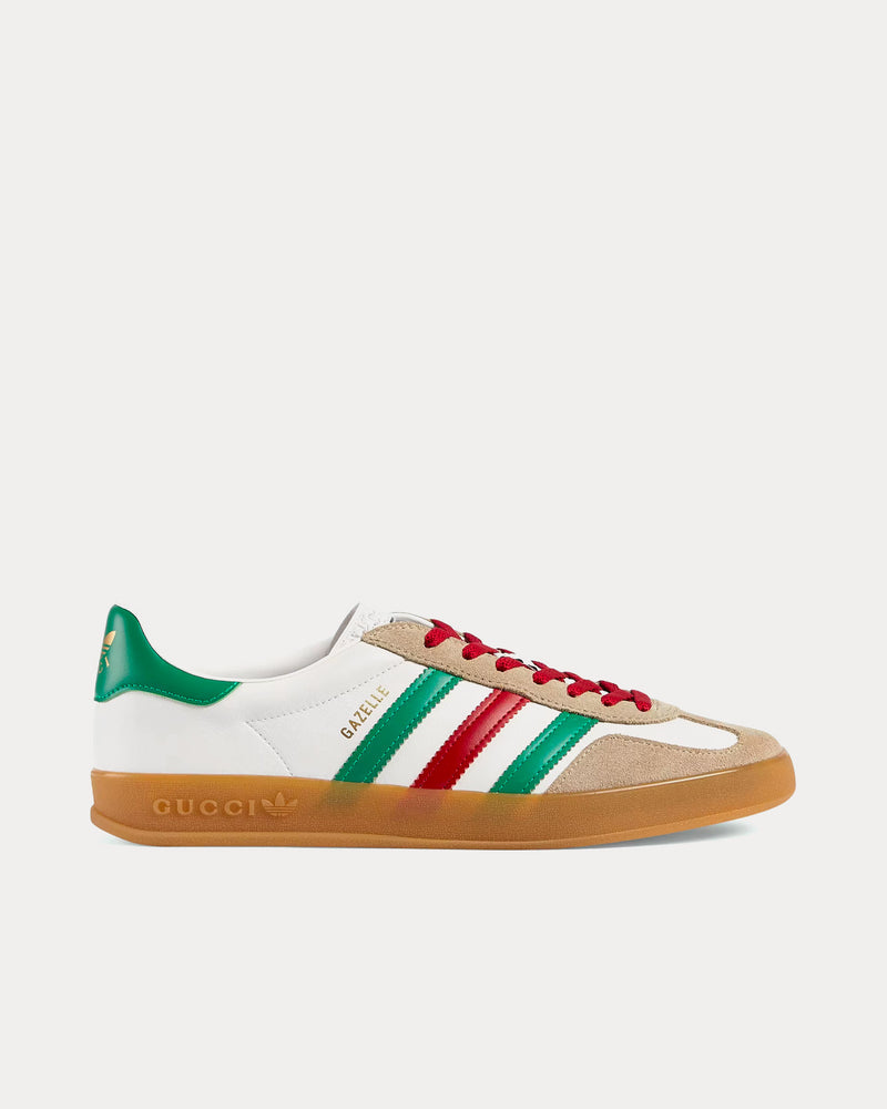 Adidas x Gucci Men's Gazelle Leather & Suede White / Green / Red Low Top Sneakers Adidas x Gucci Men's Gazelle Leather & Suede White / Green / Red Low Top Sneakers
