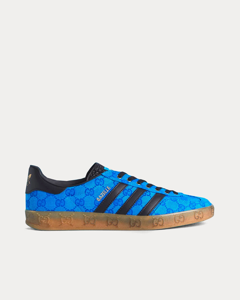 Adidas x Gucci Men's Gazelle Original GG Canvas Blue / Black Low Top Sneakers Adidas x Gucci Men's Gazelle Original GG Canvas Blue / Black Low Top Sneakers