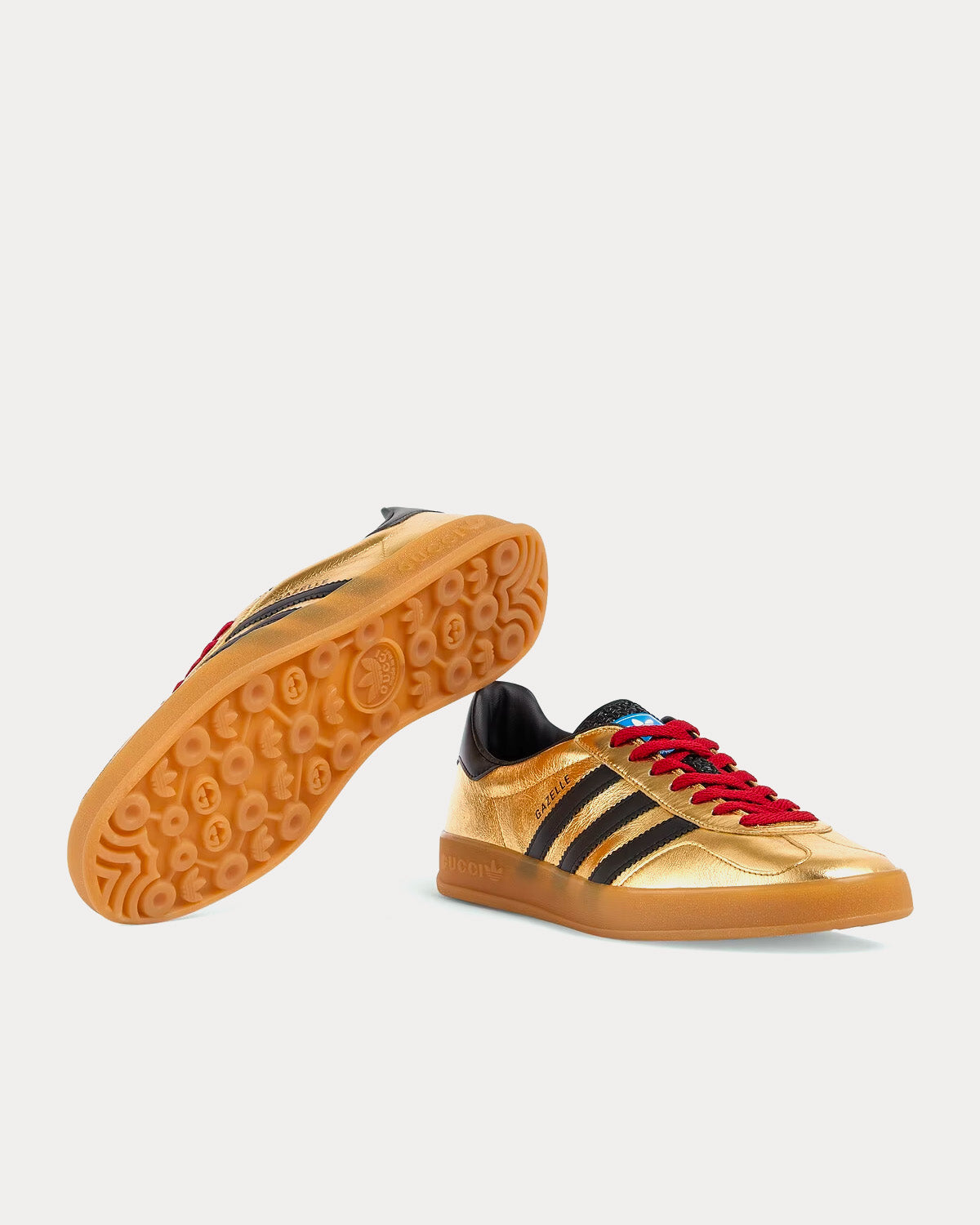 Adidas x Gucci - Gazelle Leather Metallic Gold Low Top Sneakers