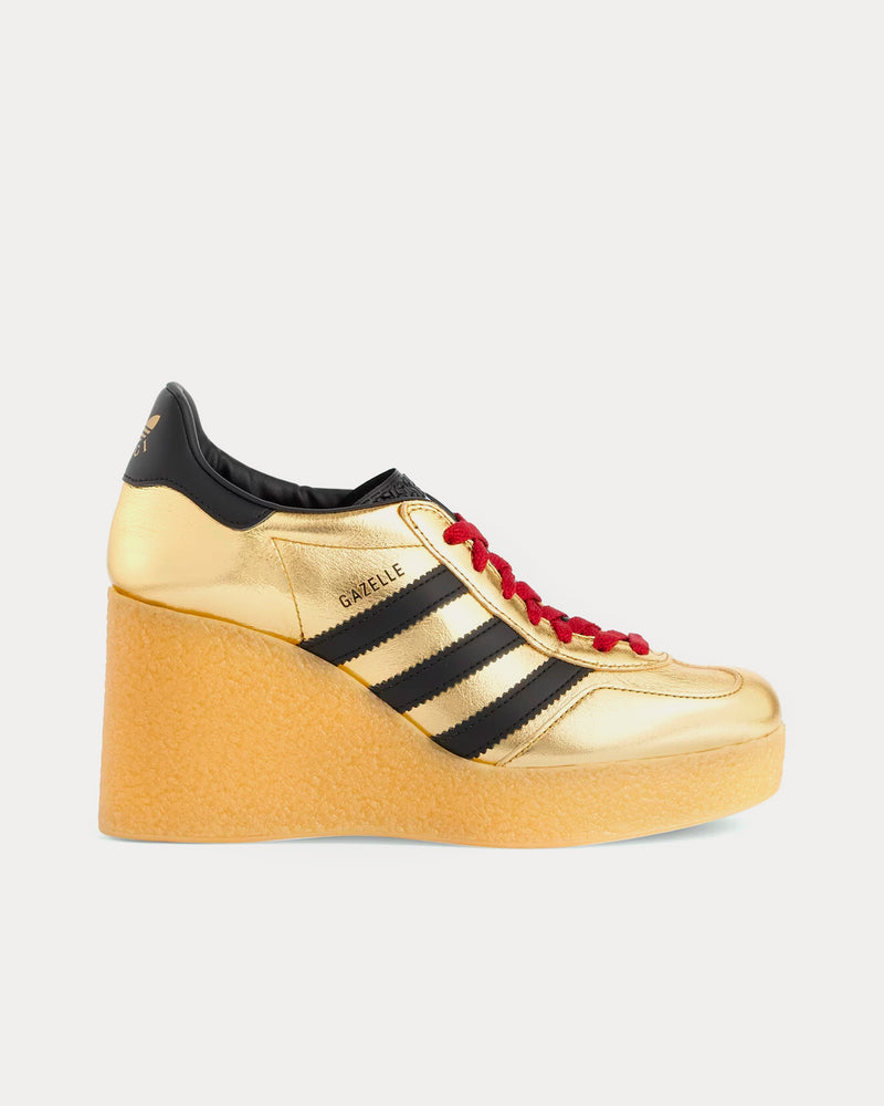 Adidas x Gucci Women's Gazelle Wedge Metallic Gold Low Top Sneakers Adidas x Gucci Women's Gazelle Wedge Metallic Gold Low Top Sneakers