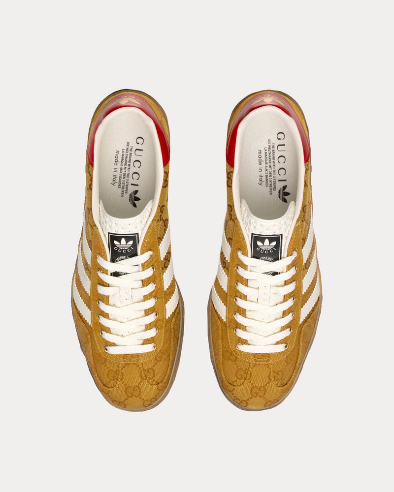 Adidas x Gucci Men's Gazelle Original GG Canvas Beige & Brown Low Top Sneakers Adidas x Gucci Men's Gazelle Original GG Canvas Beige & Brown Low Top Sneakers