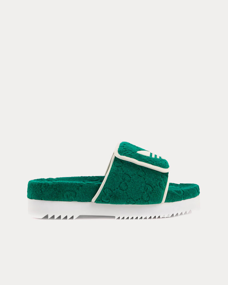 Adidas x Gucci Men's GG Platform Green Cotton Sponge Sandals