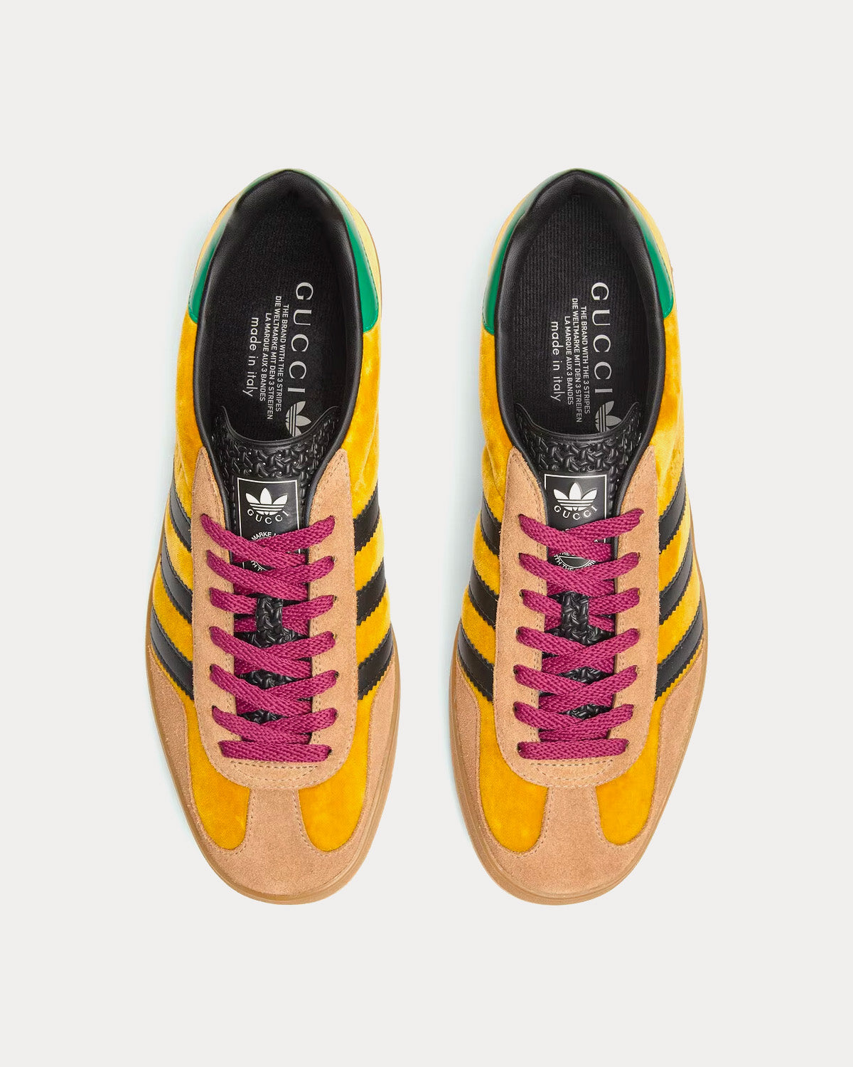 Adidas x Gucci - Gazelle Yellow velvet with Beige Suede Low Top Sneakers