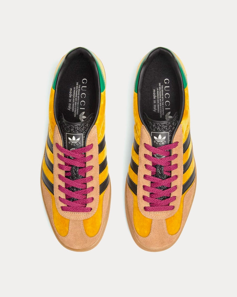 Adidas x Gucci Men's Gazelle Yellow velvet with Beige Suede Low Top Sneakers Adidas x Gucci Men's Gazelle Yellow velvet with Beige Suede Low Top Sneakers