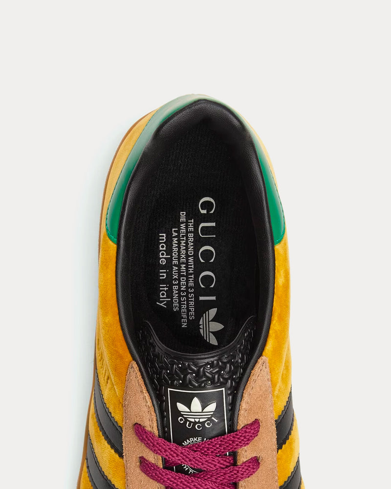 Adidas x Gucci Men's Gazelle Yellow velvet with Beige Suede Low Top Sneakers Adidas x Gucci Men's Gazelle Yellow velvet with Beige Suede Low Top Sneakers