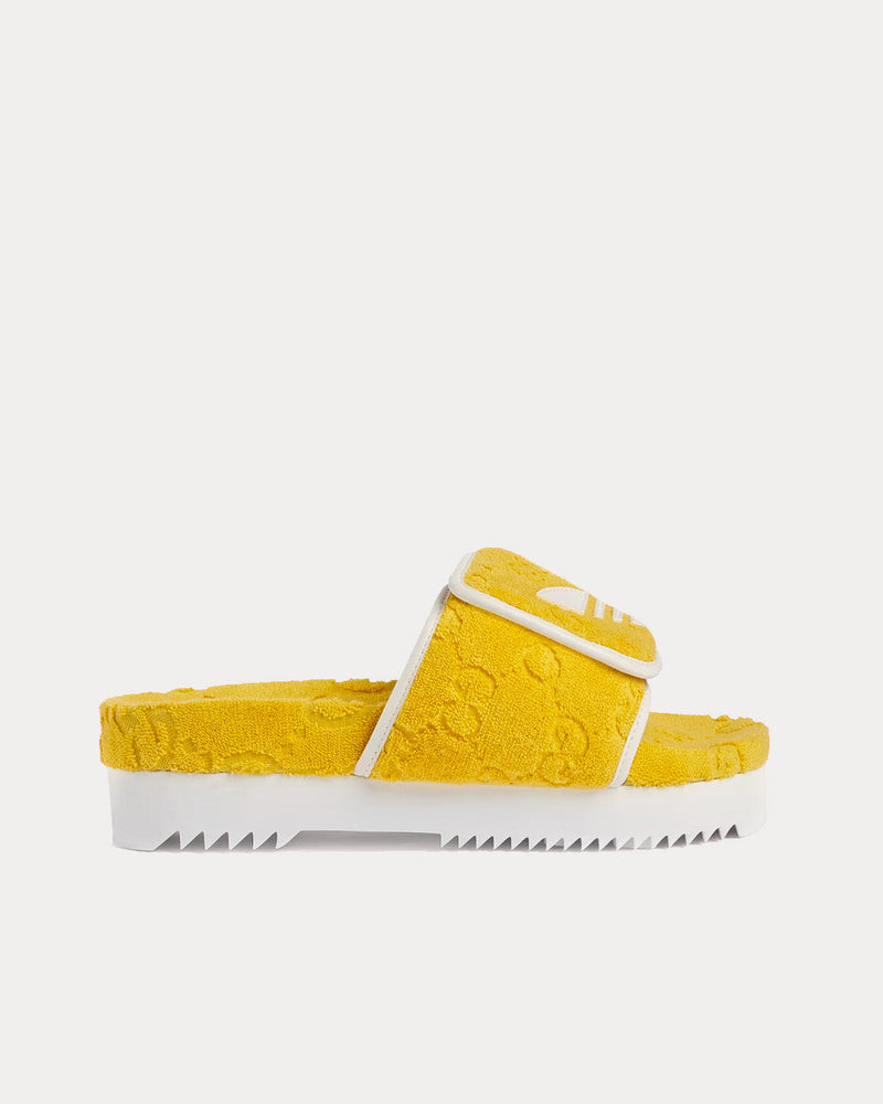 Adidas x Gucci Men's GG Platform Yellow Cotton Sponge Sandals