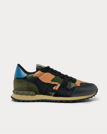 Valentino Rockrunner Camouflage-Print Canvas, Leather and Suede  Multi low top sneakers - 1