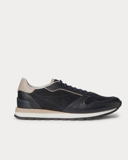 Brunello Cucinelli Suede and Leather  Navy low top sneakers - 1