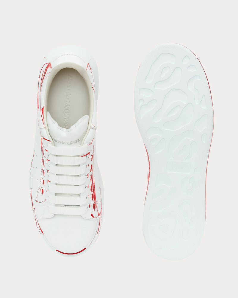 Alexander McQueen Oversized Optic White / Lust Red Low Top Sneakers - 4
