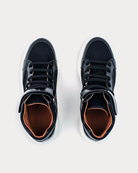 Alicia Vegan Shine Black High Top Sneakers