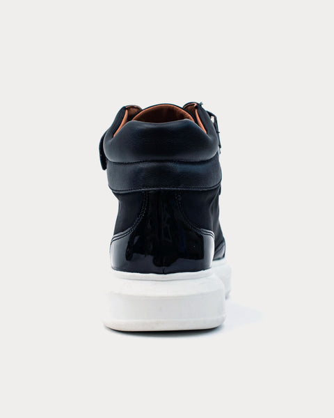 Alicia Vegan Shine Black High Top Sneakers