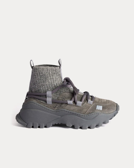 Ami Paris Unisex Otto Grey Mid Top Sneakers