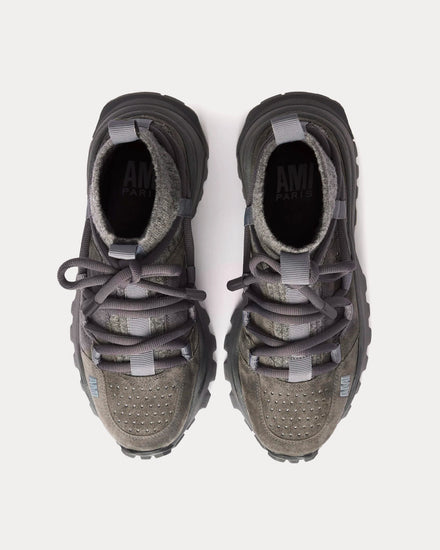 Ami Paris Unisex Otto Grey Mid Top Sneakers