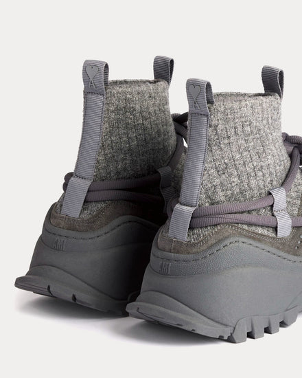Ami Paris Unisex Otto Grey Mid Top Sneakers