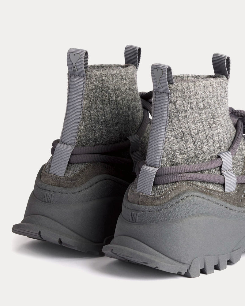 Ami Paris Unisex Otto Grey Mid Top Sneakers & Trainers