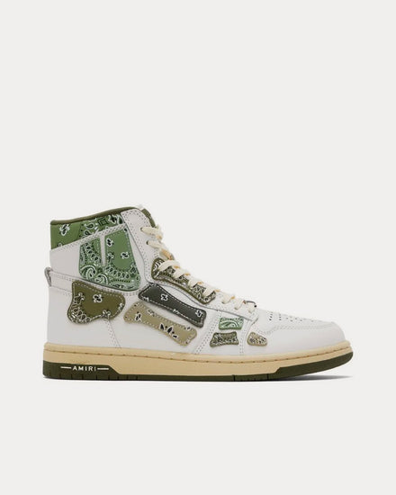 AMIRI Skel-Top Hi Bandana White / Olive High Top Sneakers - 1