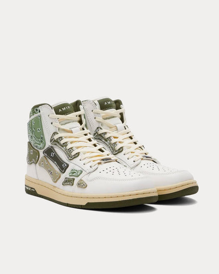 AMIRI Skel-Top Hi Bandana White / Olive High Top Sneakers - 2